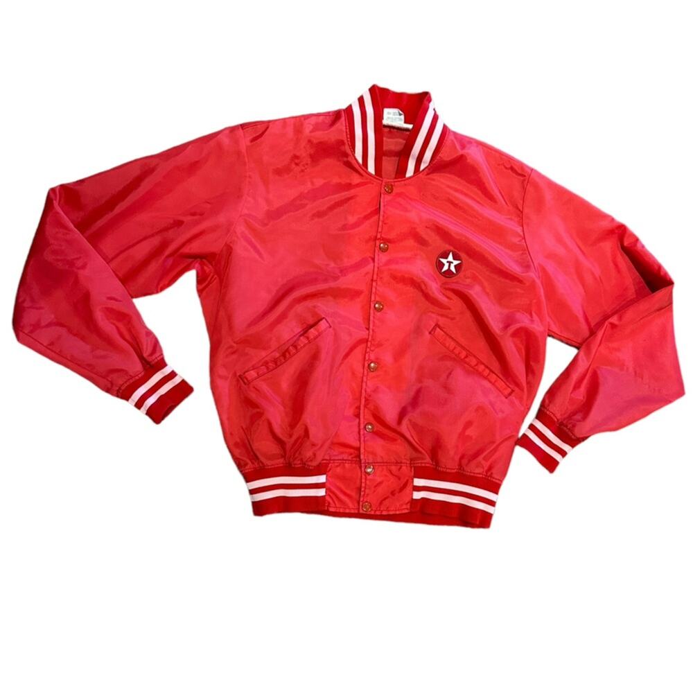 Vintage Texaco Unitog Adult Large Red Varsity Style Snap Closure Jacket